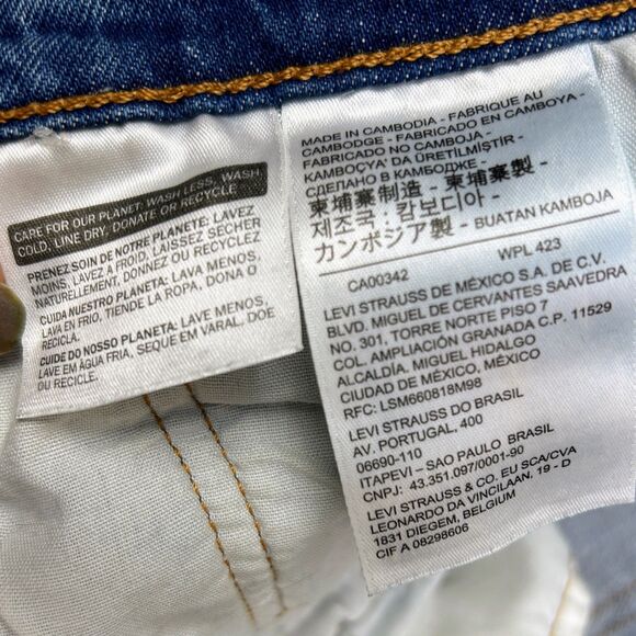 Levi's Premium 501 Cropped Straight Jeans Charleston Fun Blue Denim Raw Hem s 31 - Picture 15 of 15